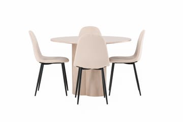 Olivia Matgrupp 110 cm Rund med 4 Polar stolar - Whitewash - Products - Möbler - Bord & matgrupp - Matgrupp