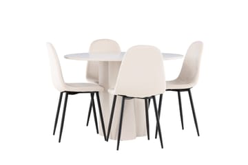 Olivia Matgrupp 110 cm Rund med 4 Polar stolar - Beige/Beige - Products - Möbler - Bord & matgrupp - Matgrupp