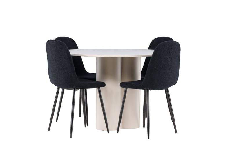 Olivia Matgrupp 110 cm Rund med 4 Polar stolar - Beige/Svart - Products - Möbler - Bord & matgrupp - Matgrupp