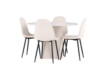 Olivia Matgrupp 110 cm Rund med 4 Polar stolar - Beige/Beige - Products - Möbler - Bord & matgrupp - Matgrupp