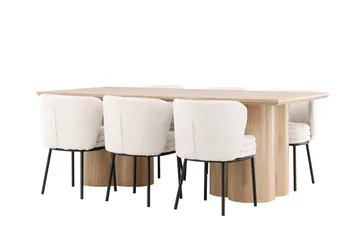 Olivia Matgrupp 210 cm Rektangulär med 6 Agnes stolar - Whitewash/Vit - Products - Möbler - Bord & matgrupp - Matgrupp