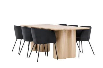 Olivia Matgrupp 210 cm Rektangulär med 6 Berit stolar - Whitewash/Svart - Products - Möbler - Bord & matgrupp - Matgrupp