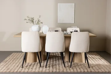 Olivia Matgrupp 210 cm Rektangulär med 6 Leone stolar - Whitewash/Beige - Products - Möbler - Bord & matgrupp - Matgrupp