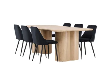 Olivia Matgrupp 210 cm Rektangulär med 6 Night stolar - Whitewash/Svart - Products - Möbler - Bord & matgrupp - Matgrupp