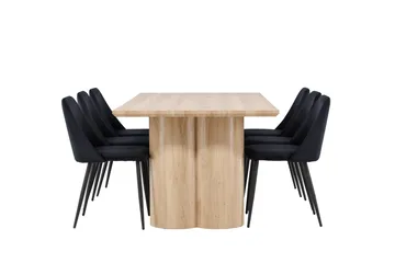 Olivia Matgrupp 210 cm Rektangulär med 6 Night stolar - Whitewash/Svart - Products - Möbler - Bord & matgrupp - Matgrupp