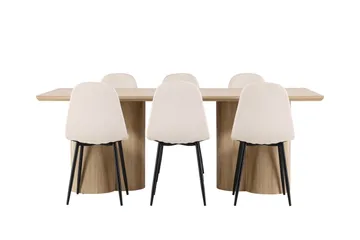 Olivia Matgrupp 210 cm Rektangulär med 6 Polar stolar - Whitewash/Beige - Products - Möbler - Bord & matgrupp - Matgrupp