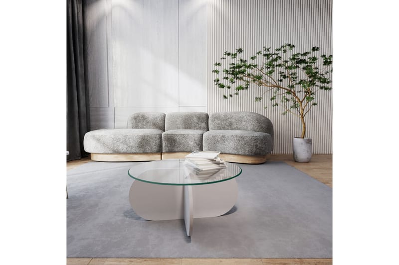 Pakalni Soffbord 75x35x75 cm Runt - Vit - Products - Möbler - Bord & matgrupp - Soffbord