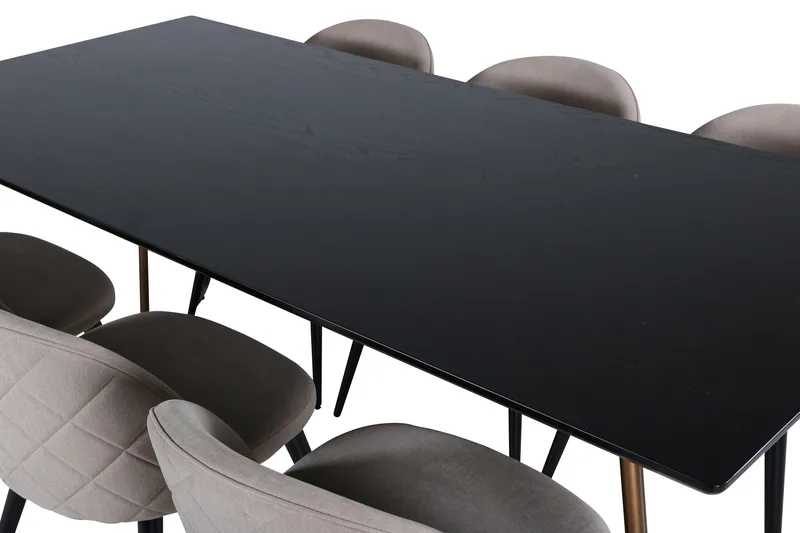 Petra Matgrupp 190 cm Rektangulär med 6 Velvet stolar - Beige - Products - Möbler - Bord & matgrupp - Matgrupp