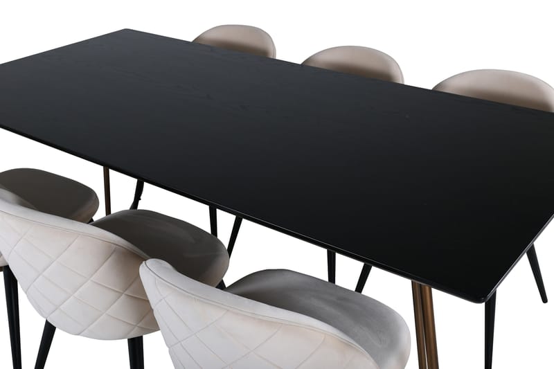 Petra Matgrupp 190 cm Rektangulär med 6 Velvet stolar - Svart - Products - Möbler - Bord & matgrupp - Matgrupp