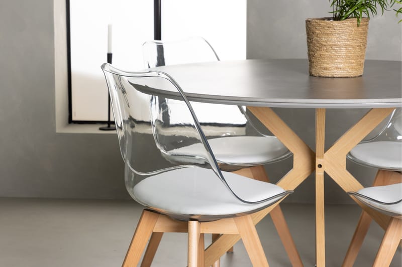 Piazza Matgrupp 120 cm Rund med 4 Edvin stolar - Grå - Products - Möbler - Bord & matgrupp - Matgrupp