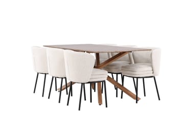 Piazza Matgrupp 180 cm Rektangulär med 6 Agnes stolar - Mocca/Vit - Products - Möbler - Bord & matgrupp - Matgrupp