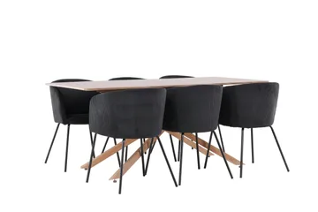 Piazza Matgrupp 180 cm Rektangulär med 6 Berit stolar - Mocca/Svart - Products - Möbler - Bord & matgrupp - Matgrupp