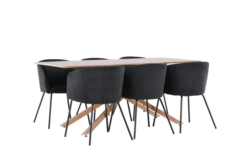 Piazza Matgrupp 180 cm Rektangulär med 6 Berit stolar - Mocca/Svart - Products - Möbler - Bord & matgrupp - Matgrupp