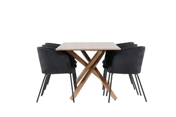 Piazza Matgrupp 180 cm Rektangulär med 6 Berit stolar - Mocca/Svart - Products - Möbler - Bord & matgrupp - Matgrupp