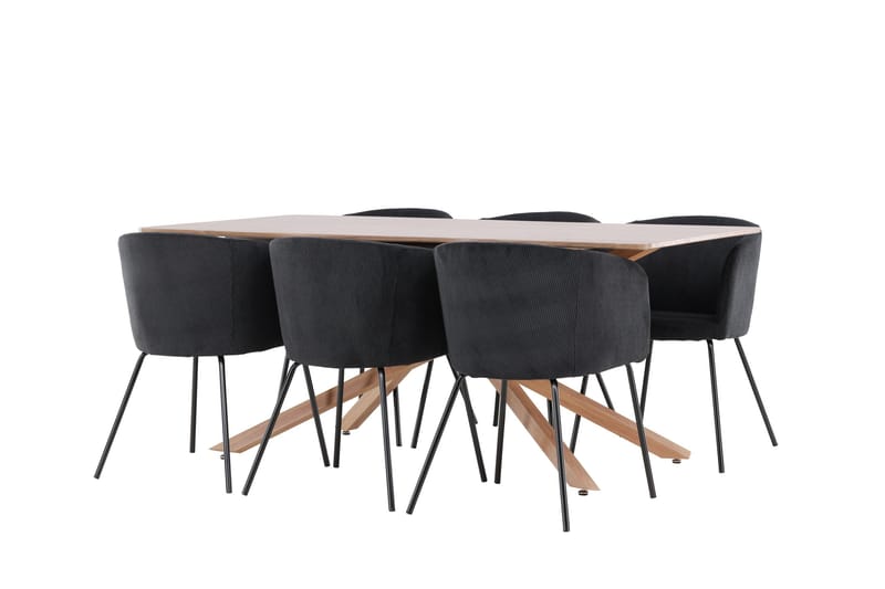 Piazza Matgrupp 180 cm Rektangulär med 6 Berit stolar - Mocca/Svart - Products - Möbler - Bord & matgrupp - Matgrupp