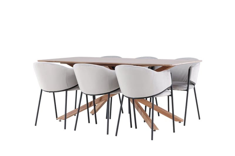 Piazza Matgrupp 180 cm Rektangulär med 6 Evelina stolar - Mocca/Grå - Products - Möbler - Bord & matgrupp - Matgrupp