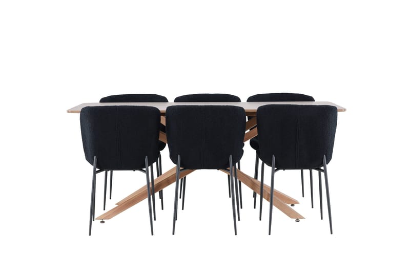 Piazza Matgrupp 180 cm Rektangulär med 6 Modesto stolar - Mocca/Svart - Products - Möbler - Bord & matgrupp - Matgrupp