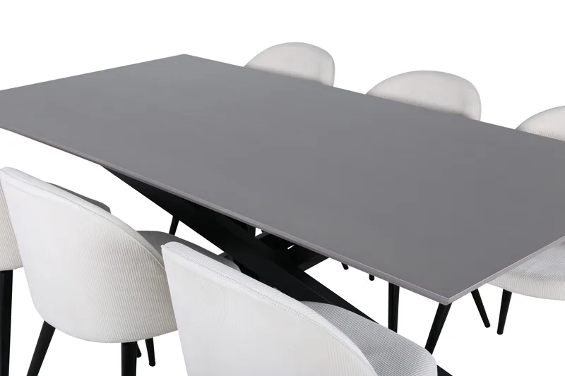 Piazza Matgrupp 180 cm Rektangulär med 6 Velvet stolar - Beige - Products - Möbler - Bord & matgrupp - Matgrupp