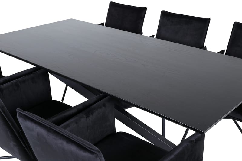 Piazza Matgrupp 180 cm Rektangulär med 6 Petra stolar - Svart - Products - Möbler - Bord & matgrupp - Matgrupp