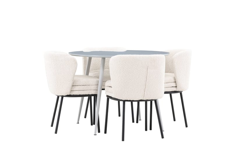 Plaza Matgrupp 100 cm Rund med 4 Agnes stolar - Grå/Vit - Products - Möbler - Bord & matgrupp - Matgrupp