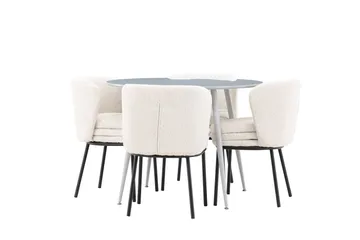 Plaza Matgrupp 100 cm Rund med 4 Agnes stolar - Grå/Vit - Products - Möbler - Bord & matgrupp - Matgrupp