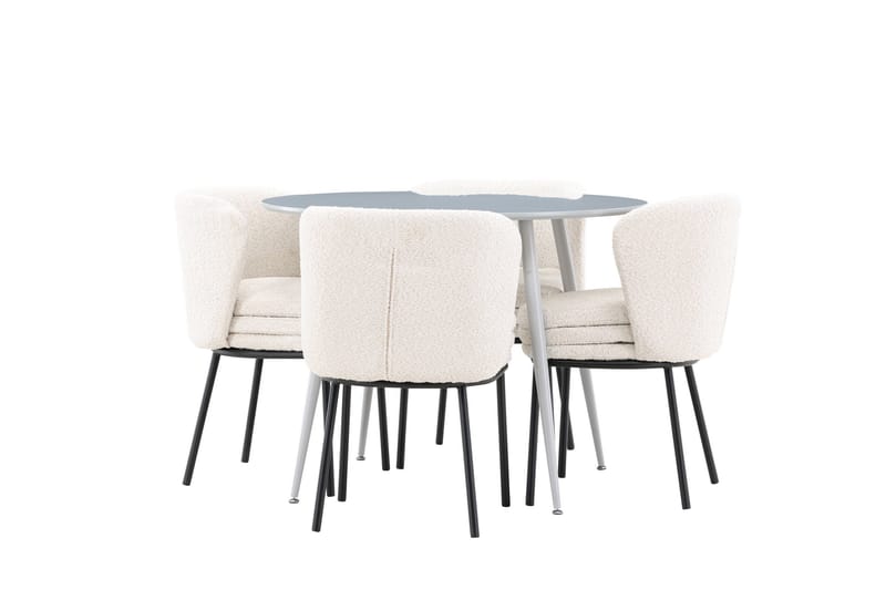 Plaza Matgrupp 100 cm Rund med 4 Agnes stolar - Grå/Vit - Products - Möbler - Bord & matgrupp - Matgrupp
