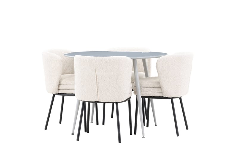 Plaza Matgrupp 100 cm Rund med 4 Agnes stolar - Grå/Vit - Products - Möbler - Bord & matgrupp - Matgrupp