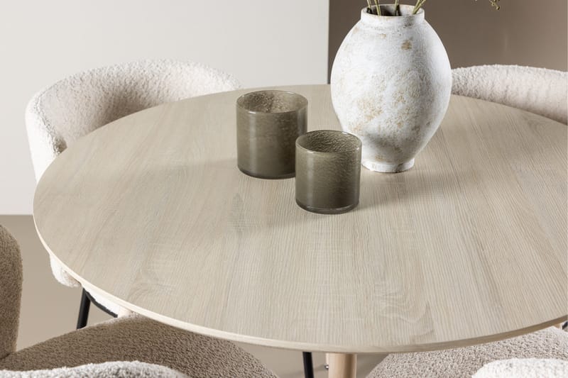 Plaza Matgrupp 100 cm Rund med 4 Agnes stolar - Whitewash/Vit - Products - Möbler - Bord & matgrupp - Matgrupp