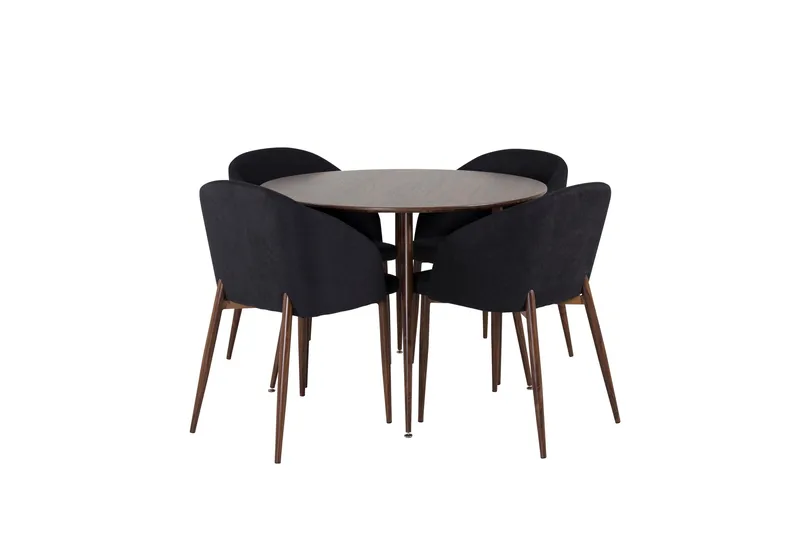 Plaza Matgrupp 100 cm Rund med 4 Arch stolar, Svart