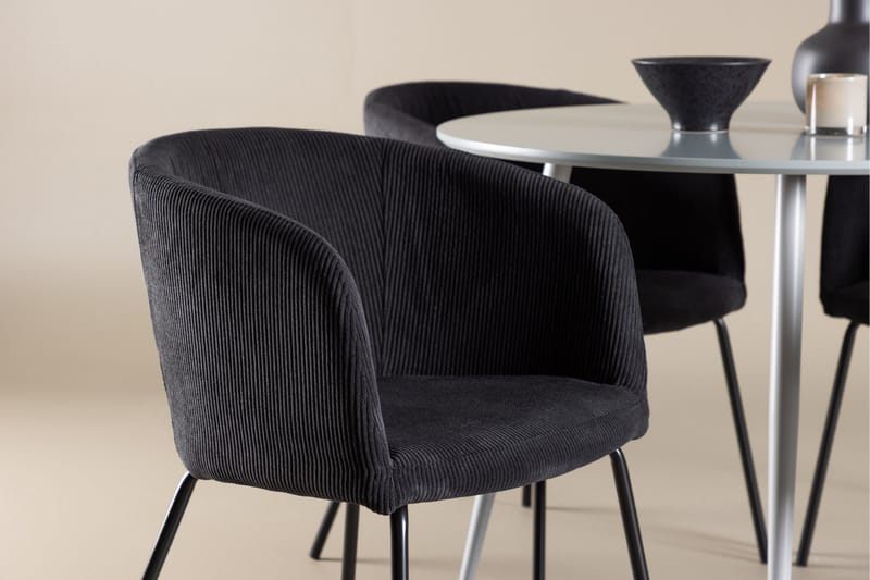 Plaza Matgrupp 100 cm Rund med 4 Berit stolar - Grå/Svart - Products - Möbler - Bord & matgrupp - Matgrupp