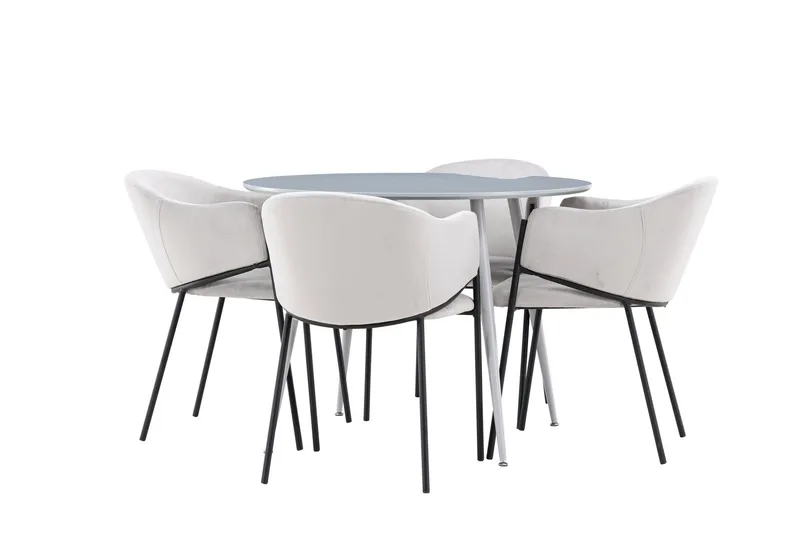 Plaza Matgrupp 100 cm Rund med 4 Evelina stolar - Grå/Grå - Products - Möbler - Bord & matgrupp - Matgrupp