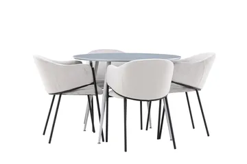 Plaza Matgrupp 100 cm Rund med 4 Evelina stolar - Grå/Grå - Products - Möbler - Bord & matgrupp - Matgrupp