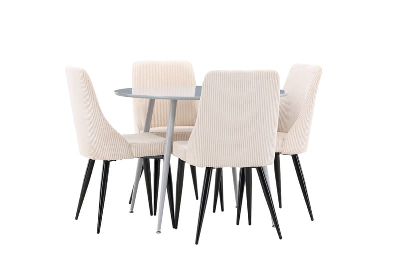 Plaza Matgrupp 100 cm Rund med 4 Leone stolar - Grå/Beige - Products - Möbler - Bord & matgrupp - Matgrupp