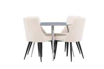Plaza Matgrupp 100 cm Rund med 4 Leone stolar - Grå/Beige - Products - Möbler - Bord & matgrupp - Matgrupp
