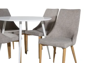 Plaza Matgrupp 100 cm Rund med 4 Leone stolar - Ljusgrå - Products - Möbler - Bord & matgrupp - Matgrupp