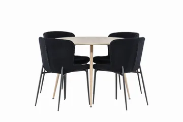 Plaza Matgrupp 100 cm Rund med 4 Modesto stolar - Whitewash/Svart - Products - Möbler - Bord & matgrupp - Matgrupp