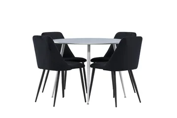 Plaza Matgrupp 100 cm Rund med 4 Night stolar - Grå/Svart - Products - Möbler - Bord & matgrupp - Matgrupp