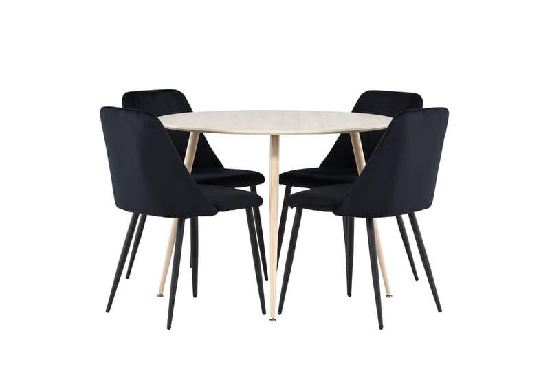 Plaza Matgrupp 100 cm Rund med 4 Night stolar - Whitewash/Svart - Products - Möbler - Bord & matgrupp - Matgrupp