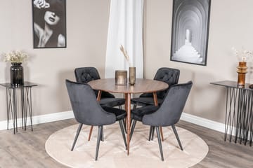 Plaza Matgrupp 100 cm Rund med 4 Velvet Deluxe stolar - Svart - Products - Möbler - Bord & matgrupp - Matgrupp