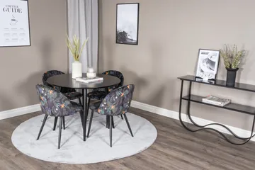 Plaza Matgrupp 100 cm Rund med 4 Velvet stolar - Svart - Products - Möbler - Bord & matgrupp - Matgrupp