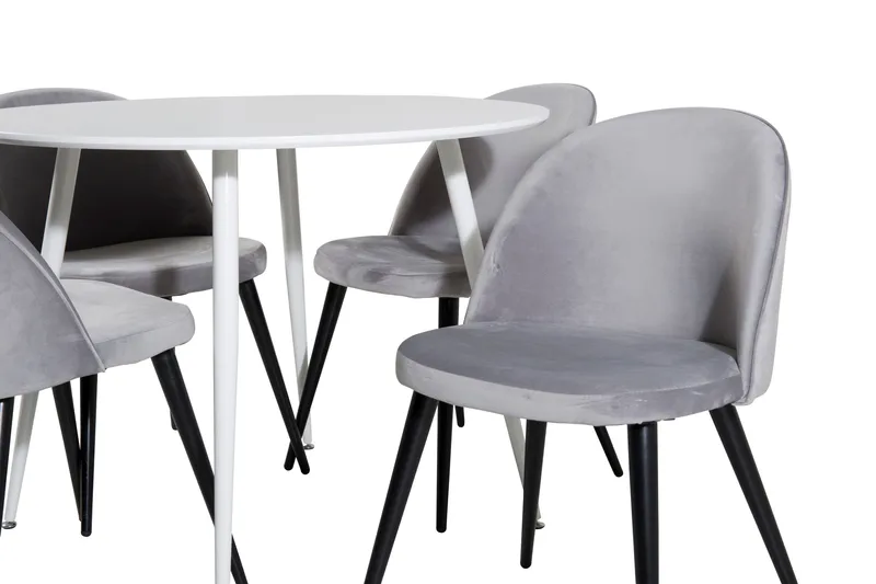 Plaza Matgrupp 100 cm Rund med 4 Velvet stolar - Svart - Products - Möbler - Bord & matgrupp - Matgrupp