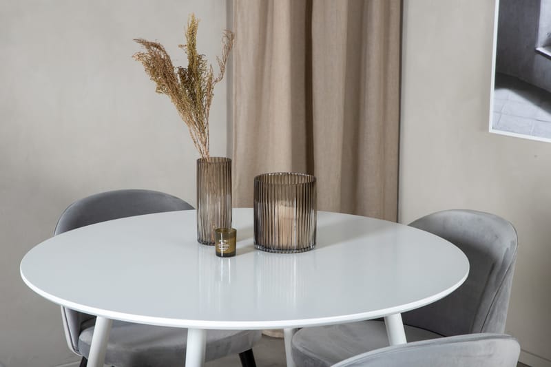 Plaza Matgrupp 100 cm Rund med 4 Velvet stolar - Svart - Products - Möbler - Bord & matgrupp - Matgrupp