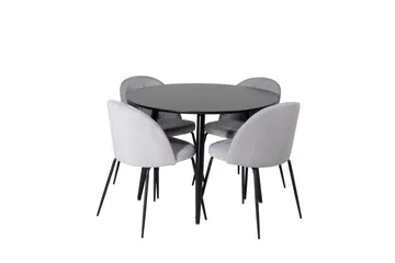 Plaza Matgrupp 100 cm Rund med 4 Wrinkles stolar - Svart - Products - Möbler - Bord & matgrupp - Matgrupp