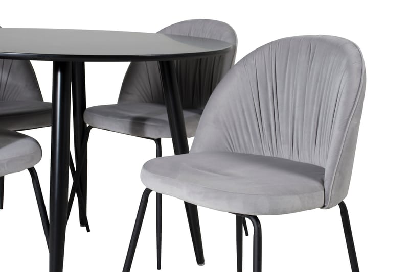 Plaza Matgrupp 100 cm Rund med 4 Wrinkles stolar - Svart - Products - Möbler - Bord & matgrupp - Matgrupp