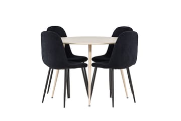 Plaza Matgrupp 100 cm Rund med 4 Polar stolar - Whitewash/Svart - Products - Möbler - Bord & matgrupp - Matgrupp