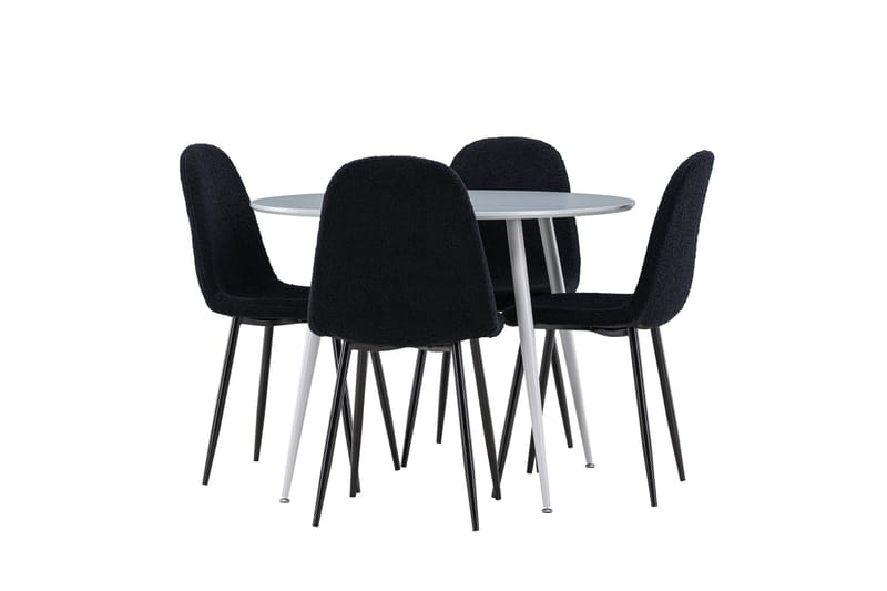 Plaza Matgrupp 100 cm Rund med 4 Polar stolar - Grå/Svart - Products - Möbler - Bord & matgrupp - Matgrupp
