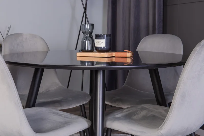 Plaza Matgrupp 100 cm Rund med 4 Polar stolar - Svart - Products - Möbler - Bord & matgrupp - Matgrupp