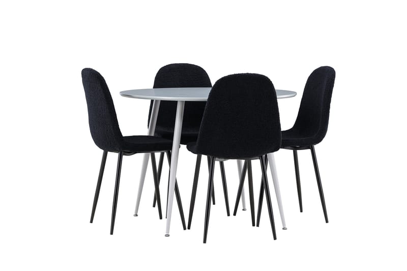 Plaza Matgrupp 100 cm Rund med 4 Polar stolar - Grå/Svart - Products - Möbler - Bord & matgrupp - Matgrupp
