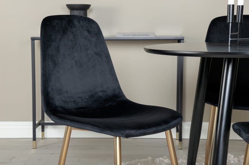 Plaza Matgrupp 100 cm Rund med 4 Polar stolar - Svart/Guld - Products - Möbler - Bord & matgrupp - Matgrupp