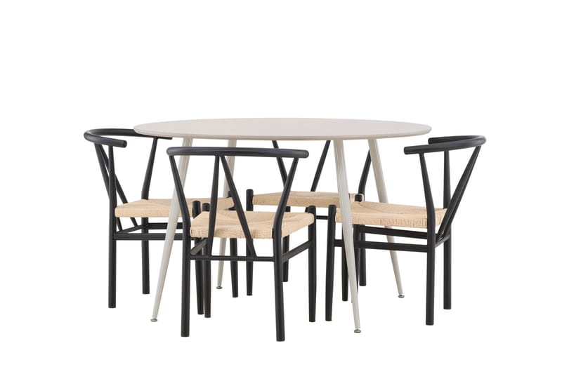 Plaza Matgrupp 120 cm Rund med 4 Alfons stolar - Beige/Svart - Products - Möbler - Bord & matgrupp - Matgrupp